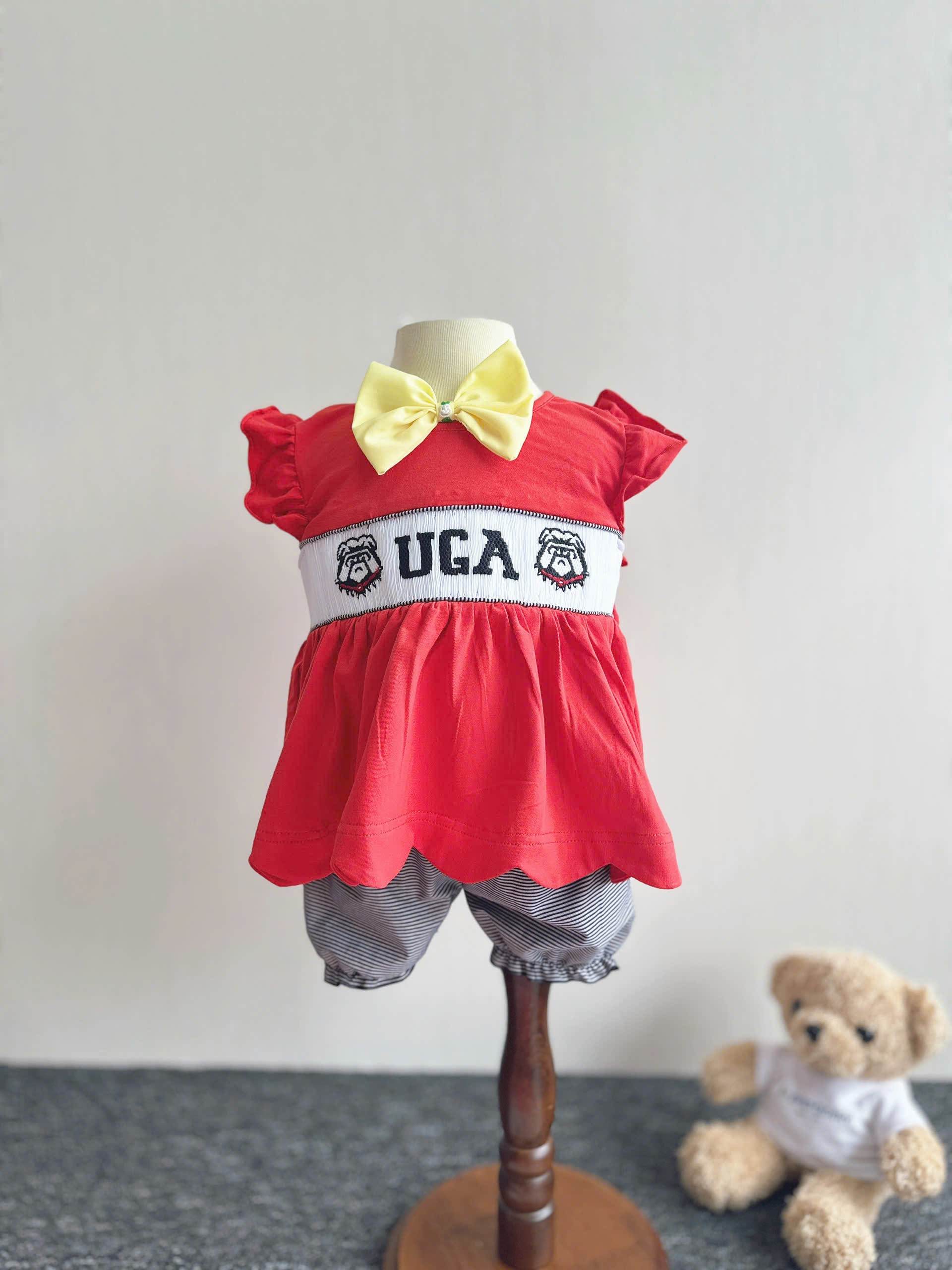 Bulldogs Georgia smocked 2 piece sets