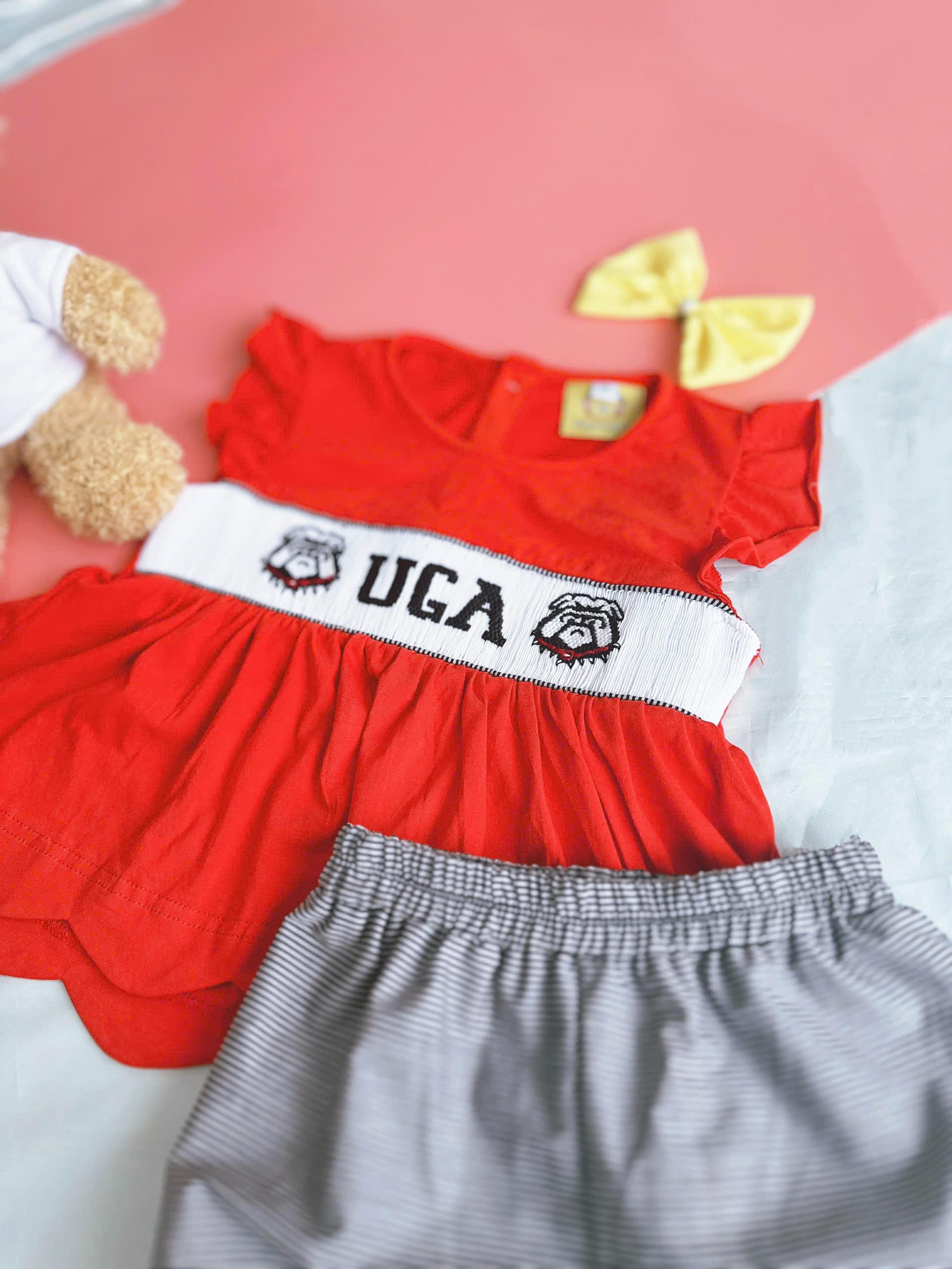 Bulldogs Georgia smocked 2 piece sets