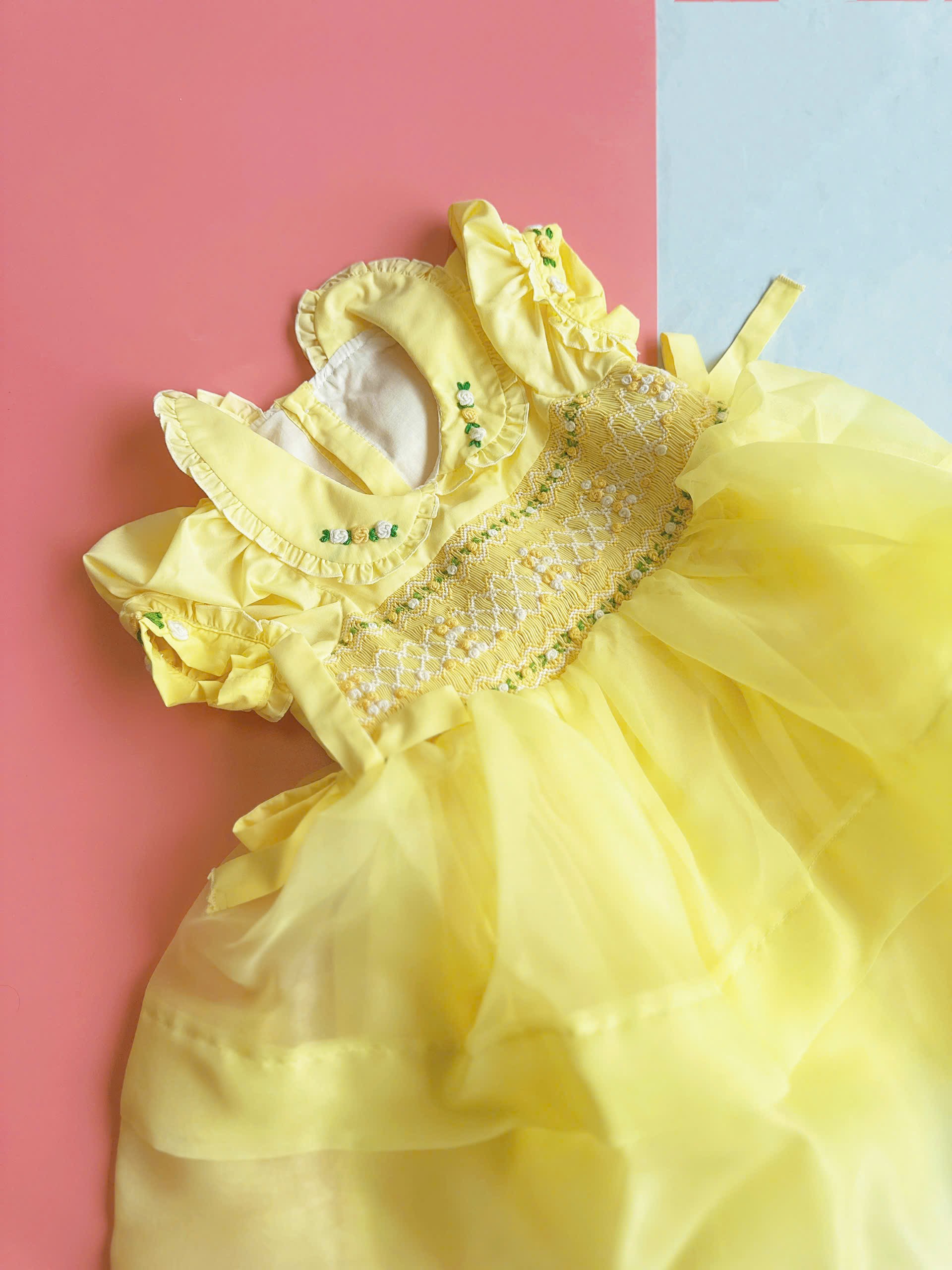 Yellow girls little flowers princess dress