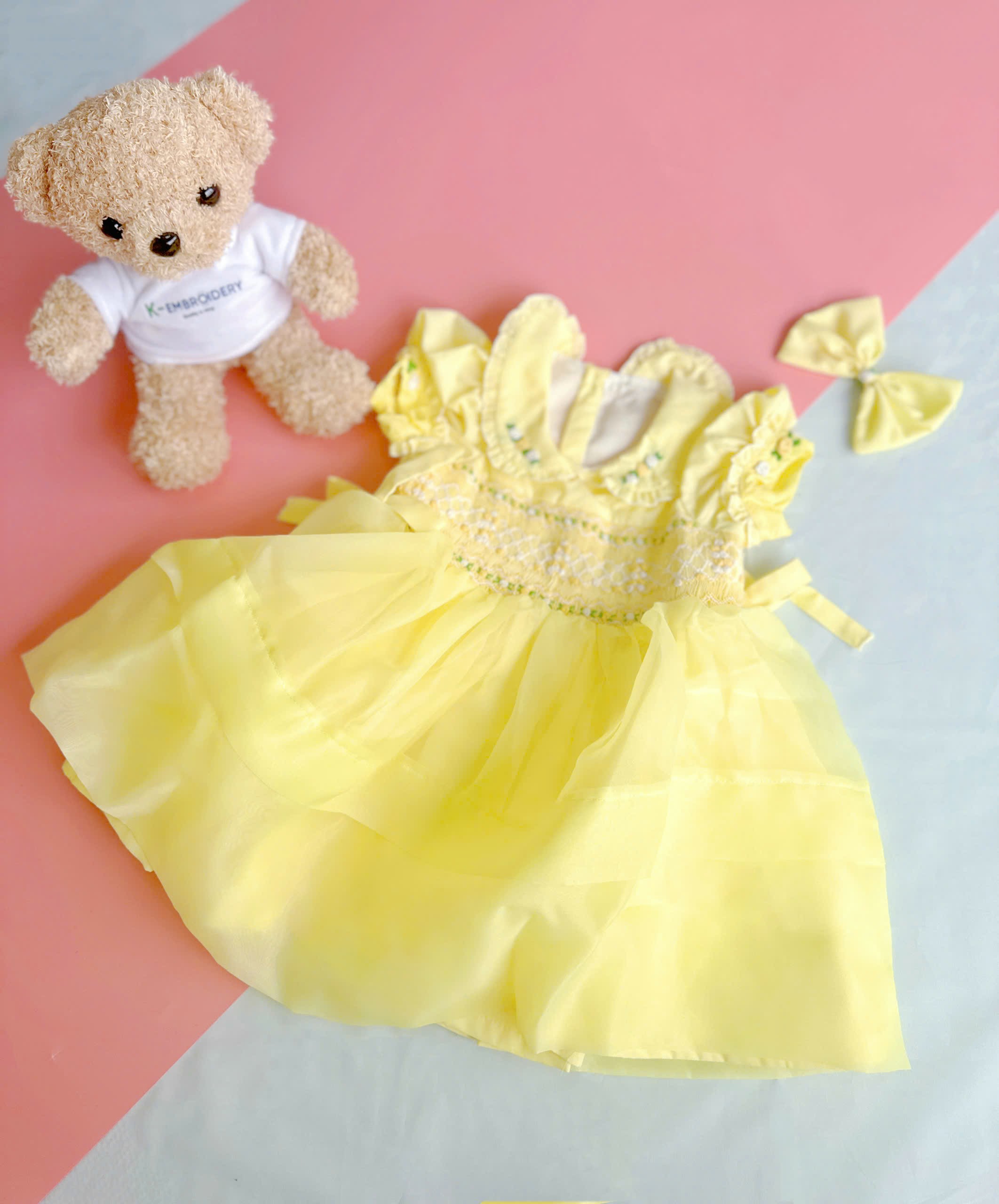 Yellow girls little flowers princess dress