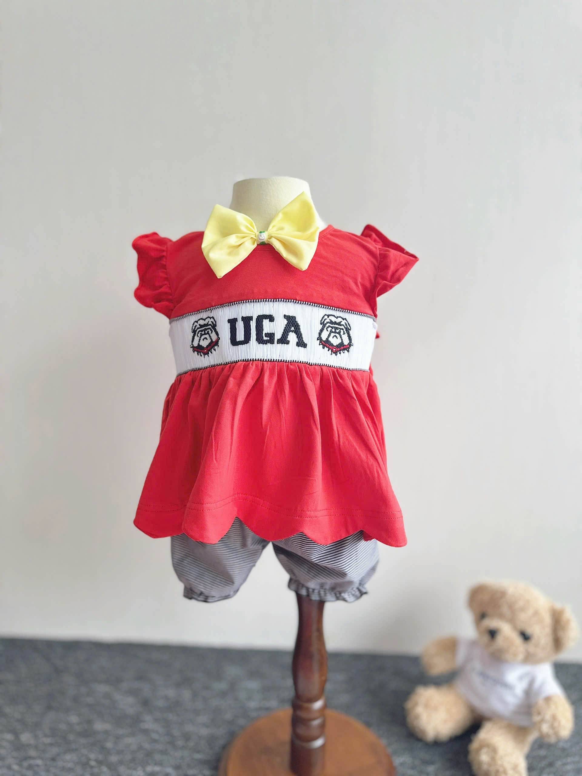 Bulldogs Georgia smocked 2 piece sets