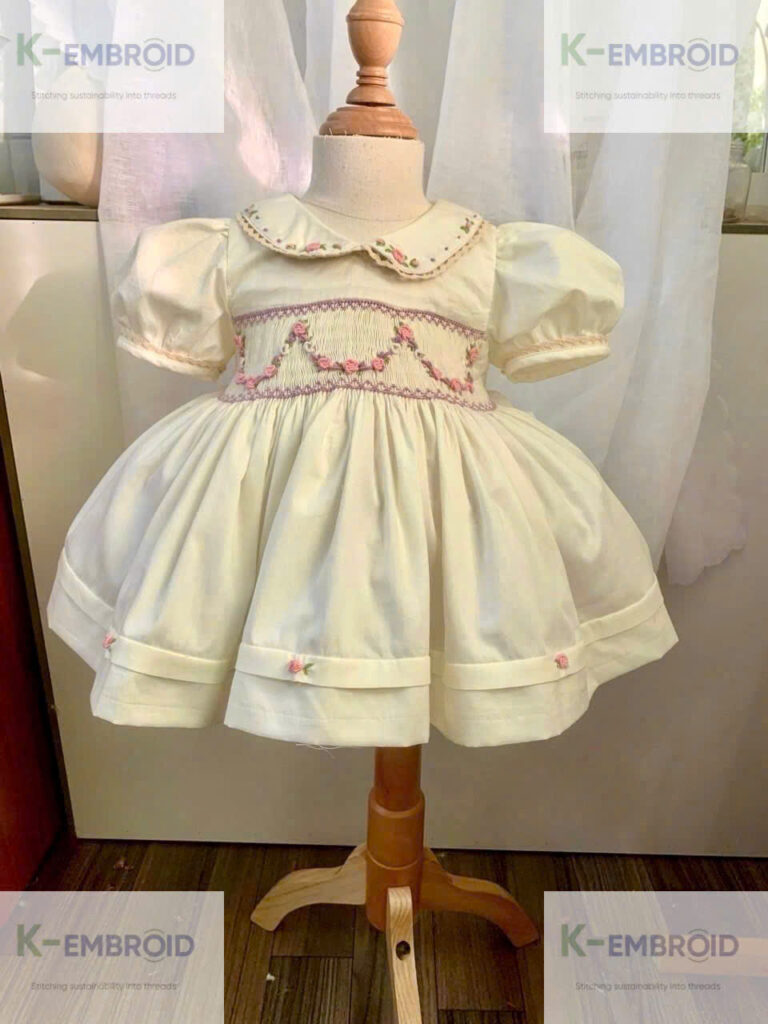 Geometric smocked dress