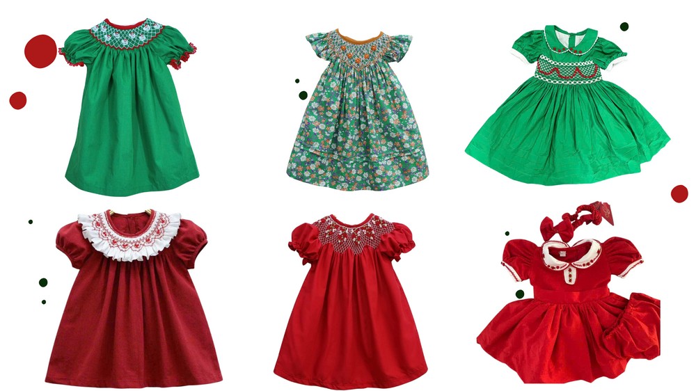 Christmas Smocked Outfits_Christmas Smock Dress for Girls