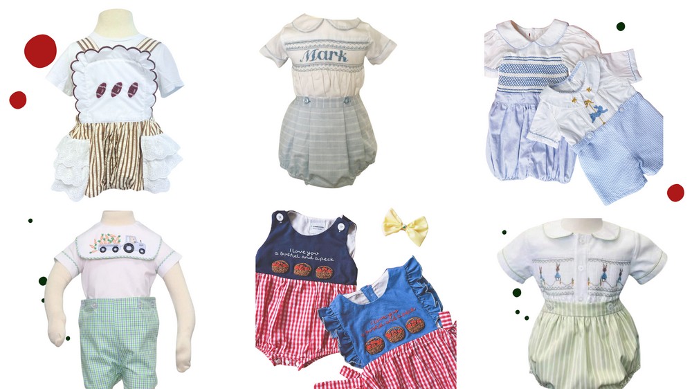 Christmas Smocked Outfits_Christmas Smock Dress for GirlsSmock shirt and shorts set for boys. 