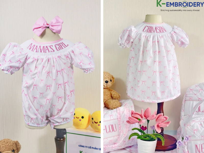 9 Ideas Adorable Smocked Sibling Outfits for Every Occasion 2 Custom name pink bow tie bishop smock dress & romper
