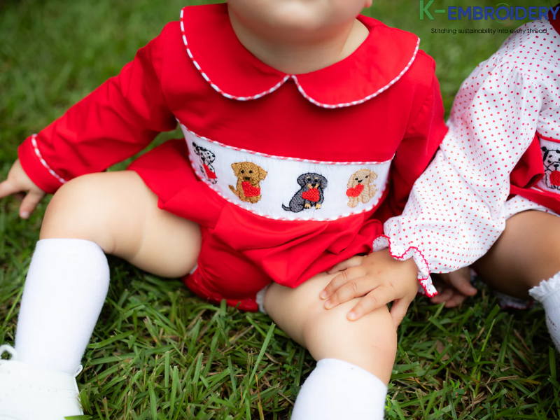 Boy’s Smocked Valentine Puppy Bubble