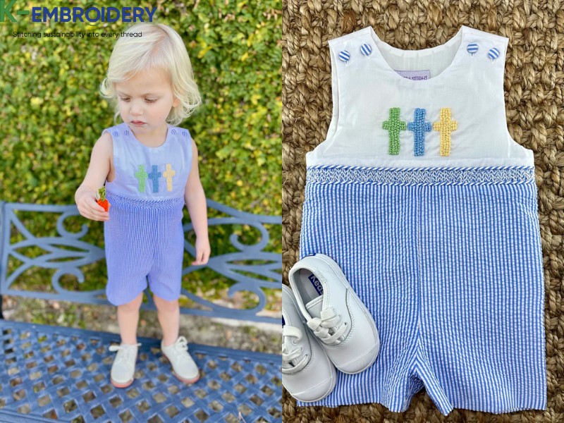 Easter Smocked Cross Shortall