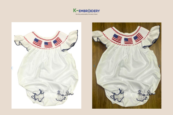 Wholesale Infant 4th of July Outfits: Best Smocked Designs for Your Store 3 Infant 4th of July outfit featuring a Patriotic Girls Smocked Bubble design