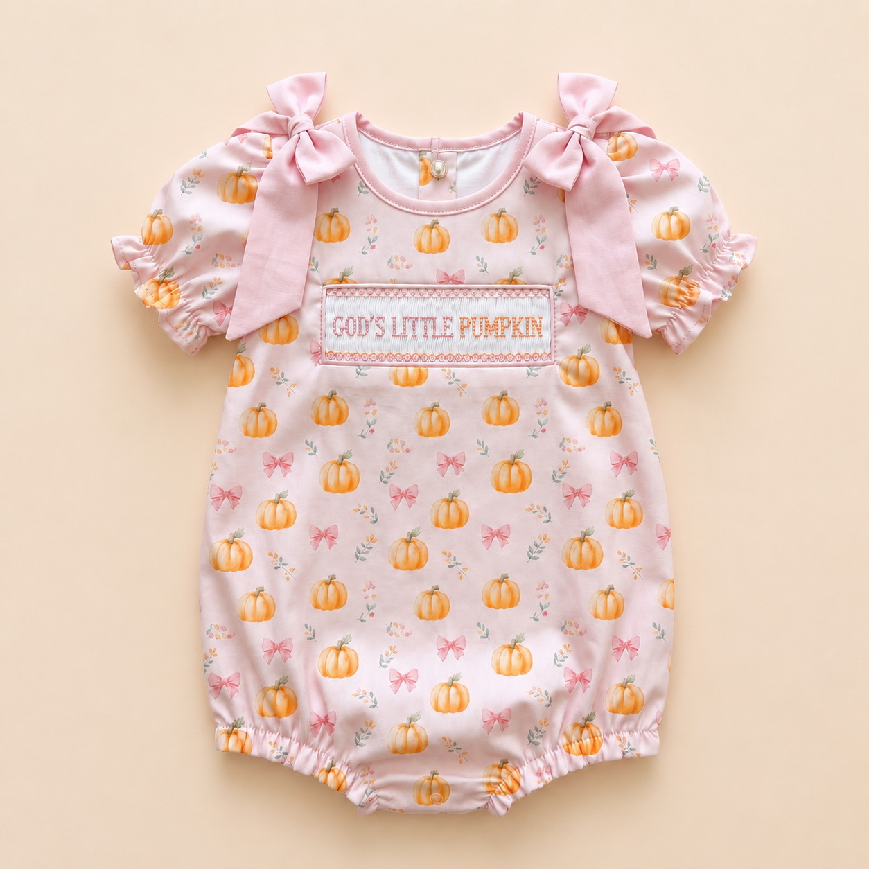 God’s Little Pumpkin Smocked Bubble