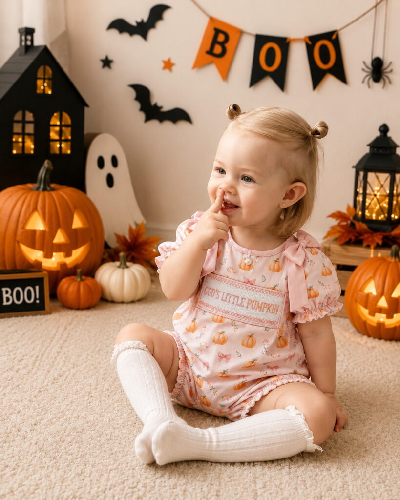 God’s Little Pumpkin Smocked Bubble