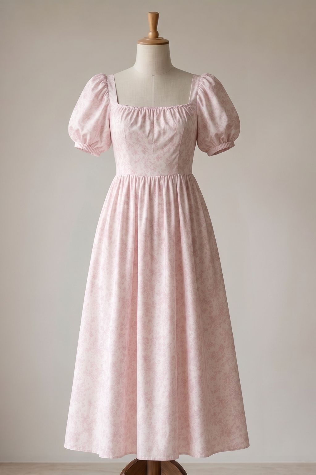 Vintage Coquette Puff-Sleeve Dress