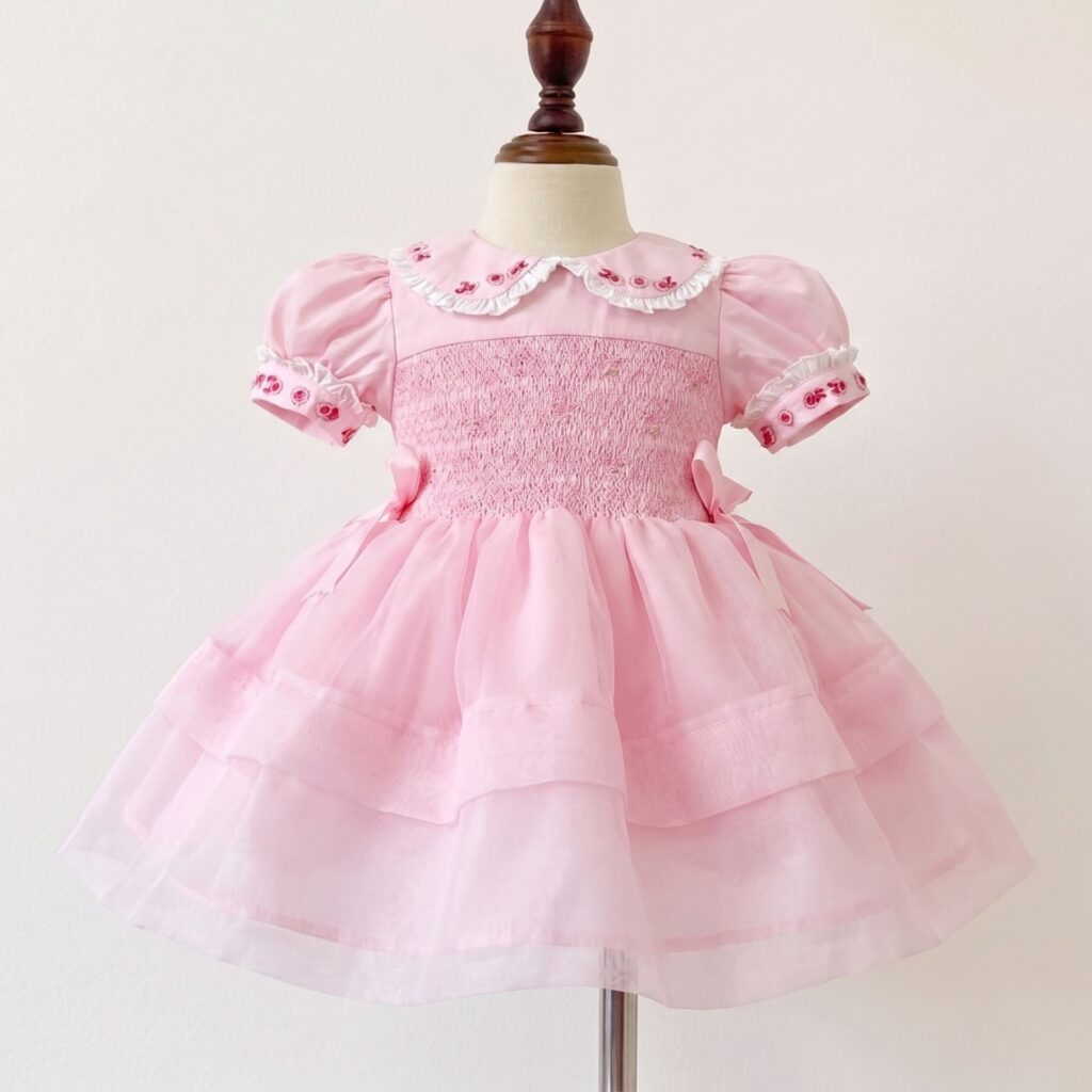 Pink Shirred Princess Dress