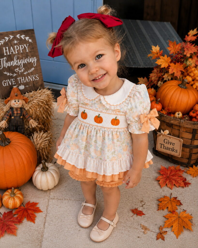 Sweet Pumpkin Ruffle Bow Set