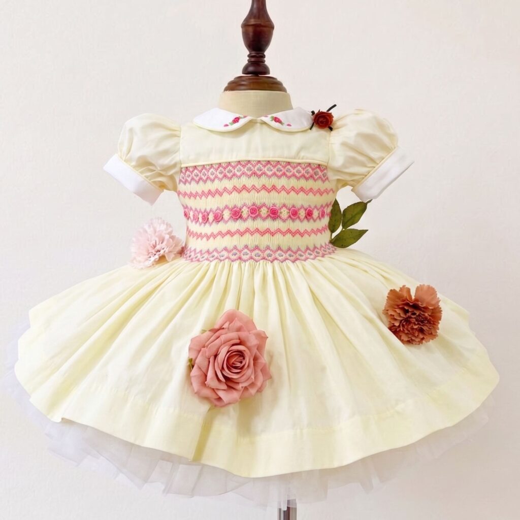 Vintage Smocked Hand-Embroidered Dress