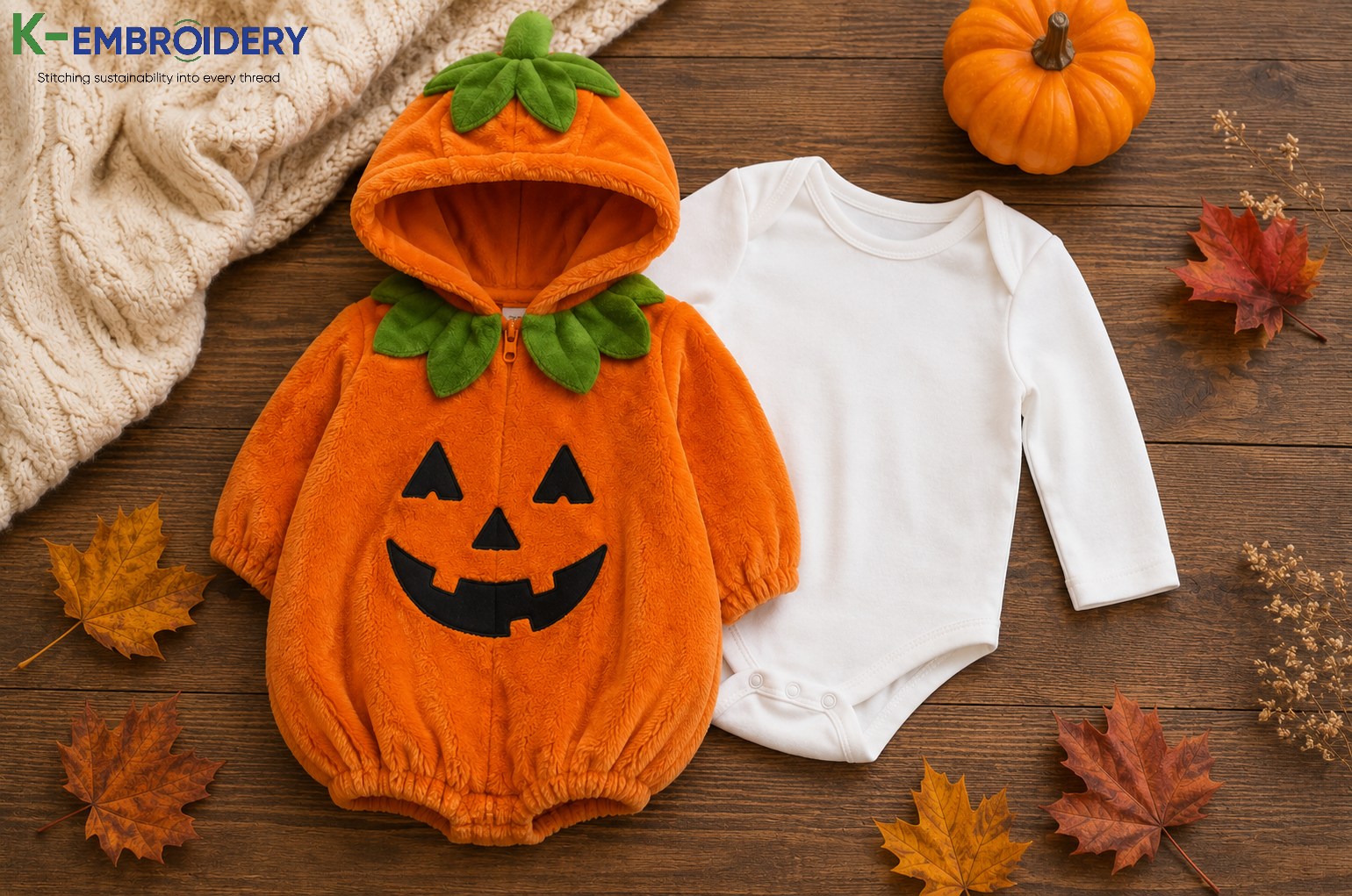 Infant Halloween Outfits: Best Styles, Fabrics & Where to Buy in 2026 3 Orange plush pumpkin bunting Halloween costume for infant with white cotton onesie showing layering for trick-or-treating warmth