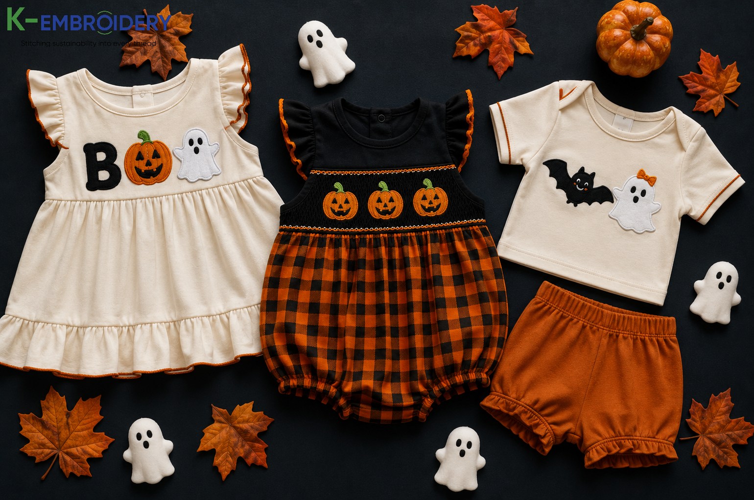 Infant Halloween Outfits: Best Styles, Fabrics & Where to Buy in 2026 11 Wholesale infant Halloween smocked outfits 2026 — BOO dress, pumpkin smocked bubble, bat ghost shortie set in 100% cotton