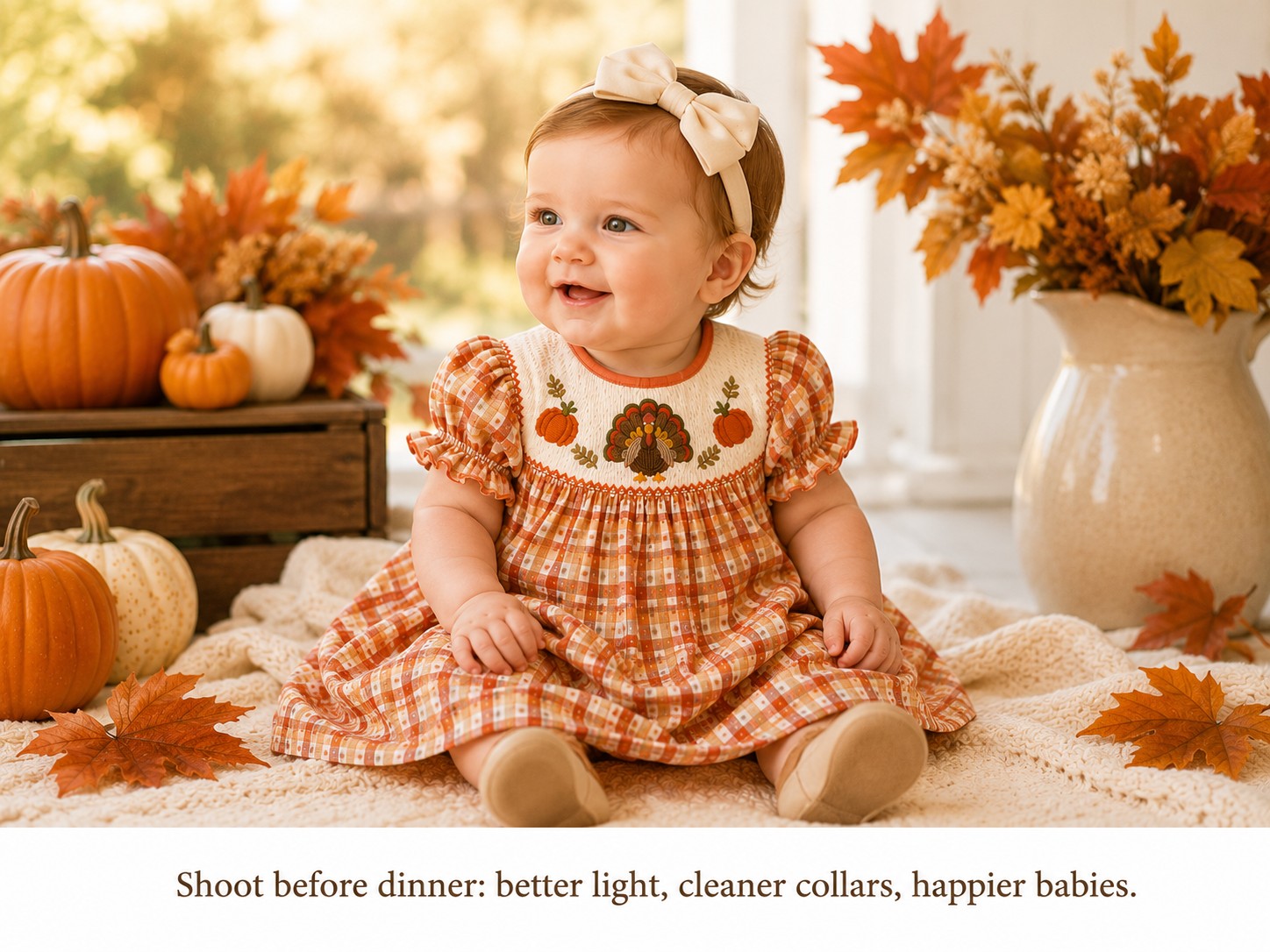 Infant Thanksgiving Dresses: Guide for Baby's First Holiday Season 11 Baby girl Thanksgiving dress photo session
