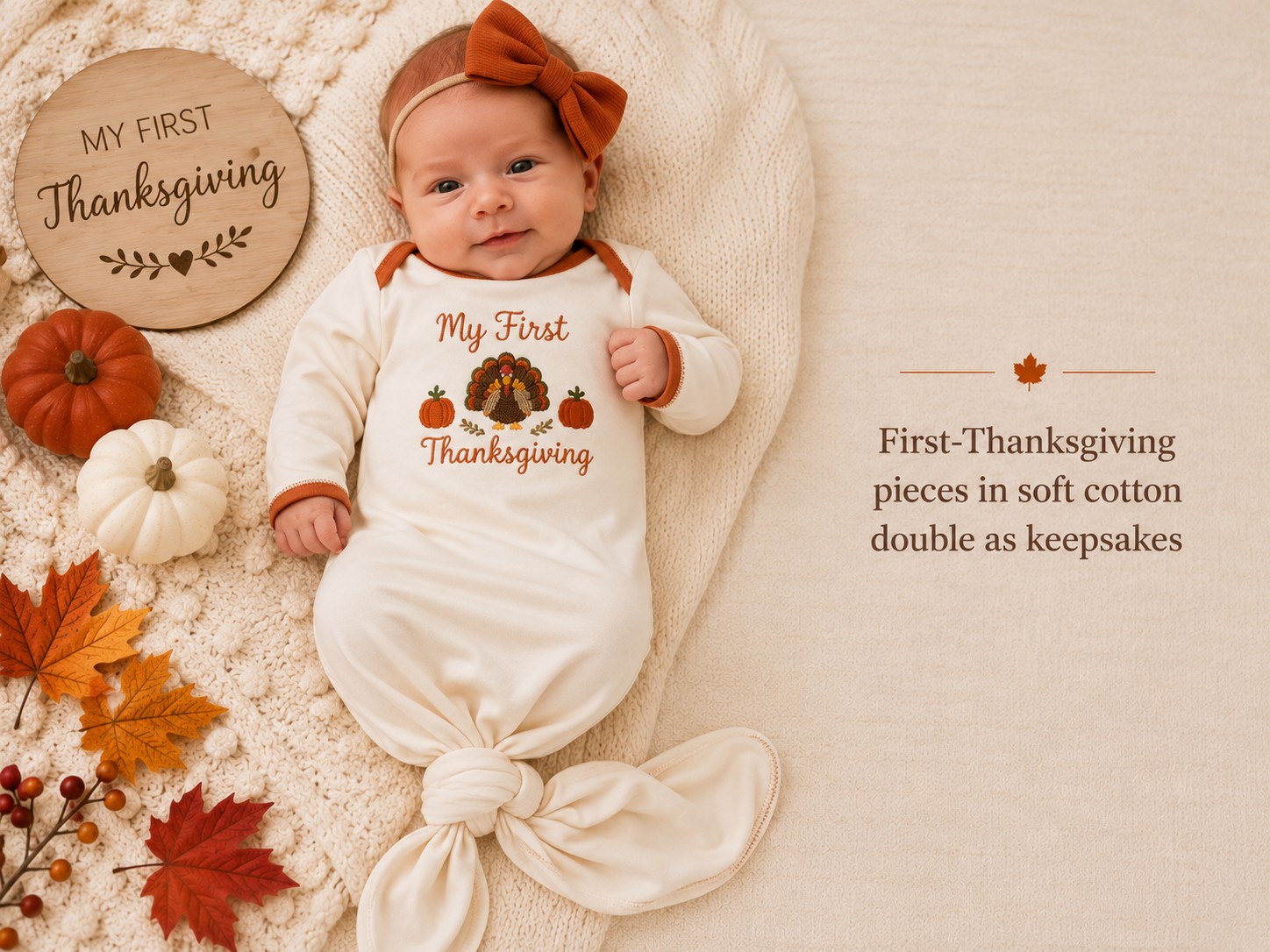 Infant Thanksgiving Dresses: Guide for Baby's First Holiday Season 7 My first Thanksgiving newborn outfit