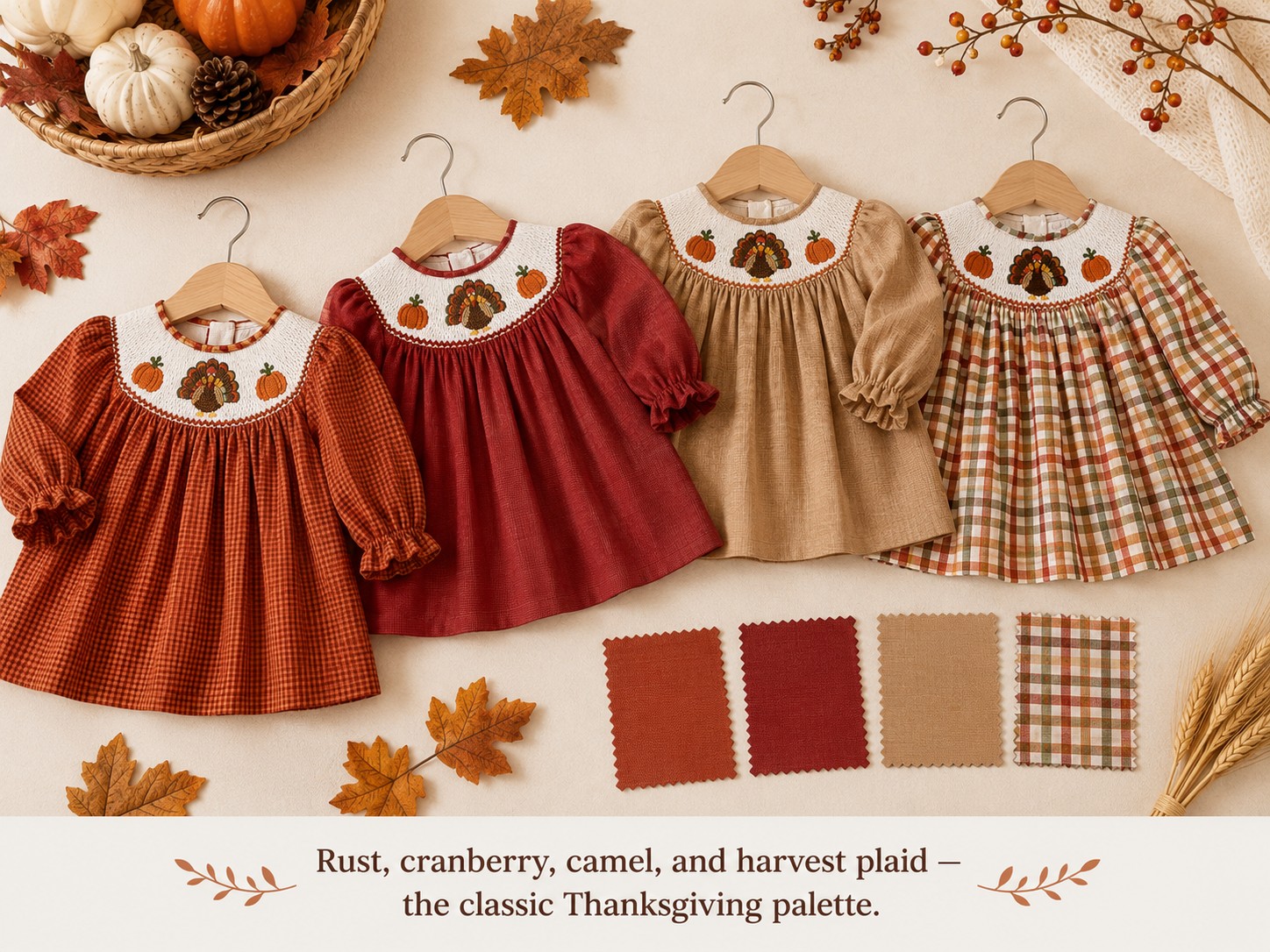 Infant Thanksgiving Dresses: Guide for Baby's First Holiday Season 2 Fall fabric colors for baby Thanksgiving dresses