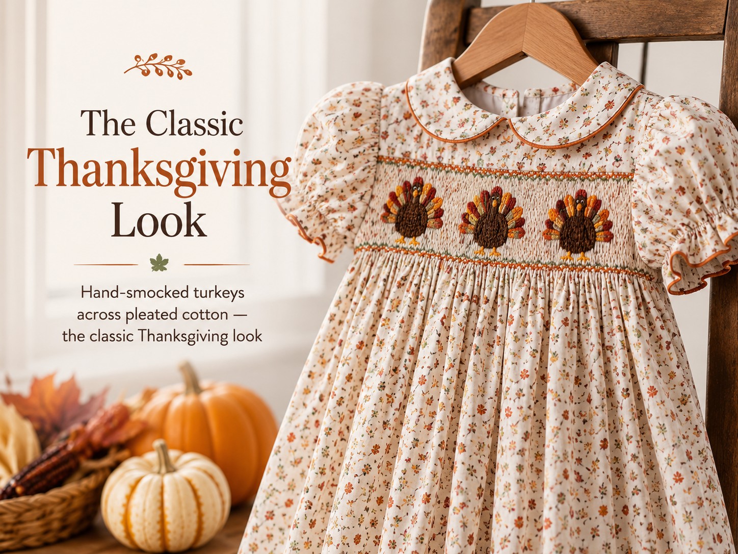 Thanksgiving Smocked Dress: Turkey, Pumpkin & Bishop Style Guide 5 Thanksgiving smocked bishop dress in harvest plaid