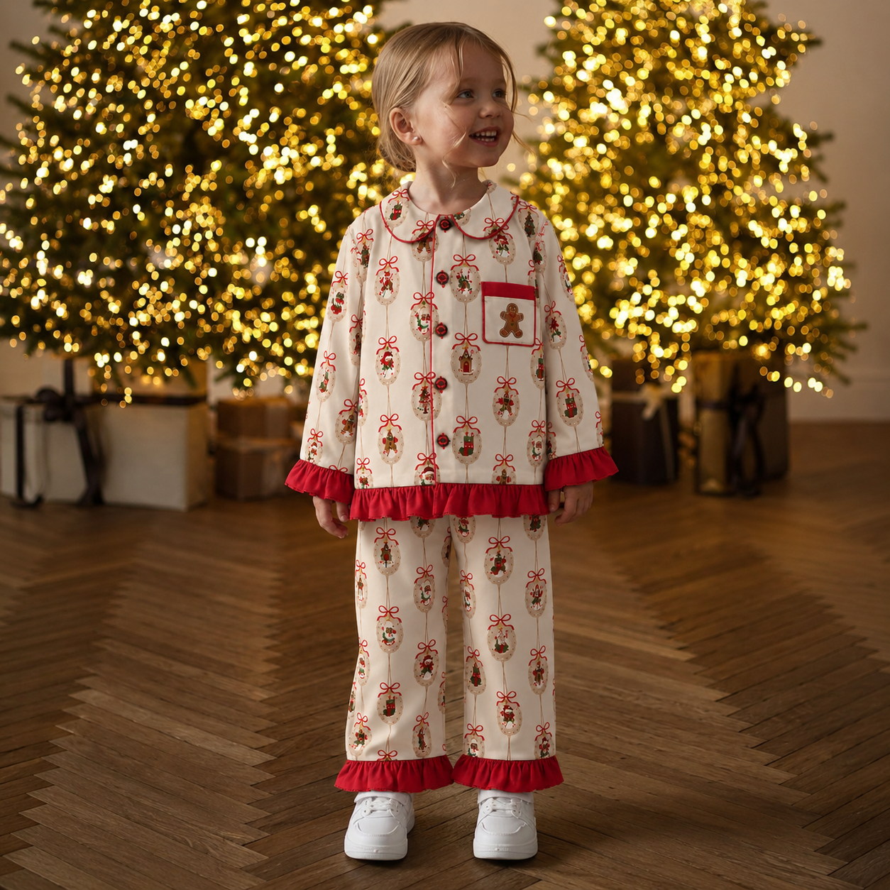 Gingerbread Wishes Girls Pajama Set