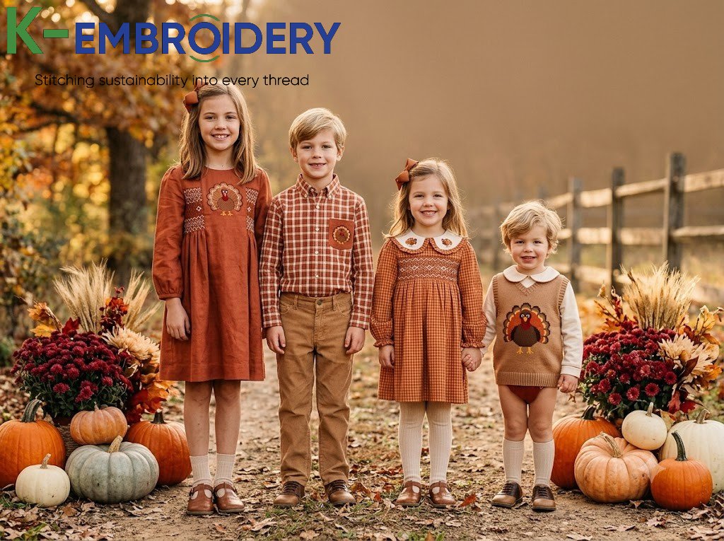 Matching Thanksgiving Outfits for Siblings: The Complete Guide 4 Siblings coordinated with anchor color for Thanksgiving