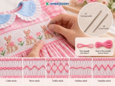 Smocked Design: Types, Techniques, and Uses in Kidswear 4 applying smocking stitches